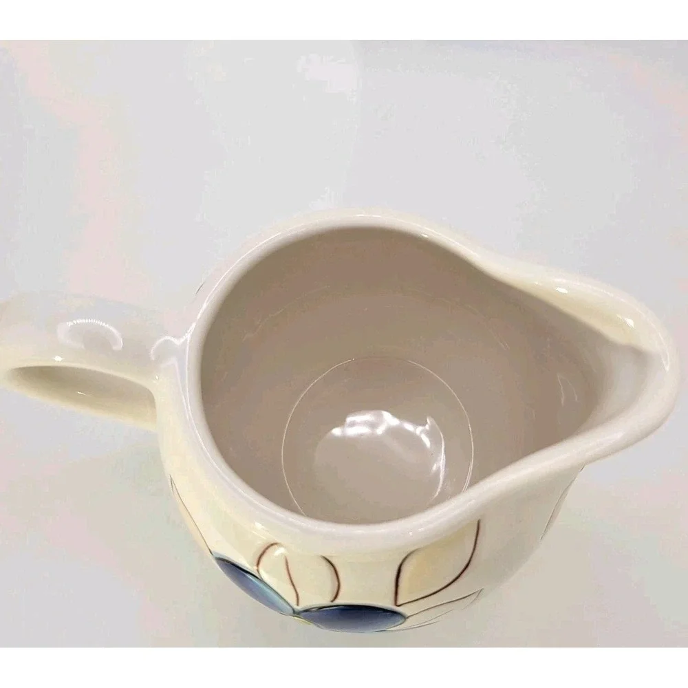 Laurie Gates Lola Embossed Floral Stoneware Creamer‎ Handpainted Cottagecore